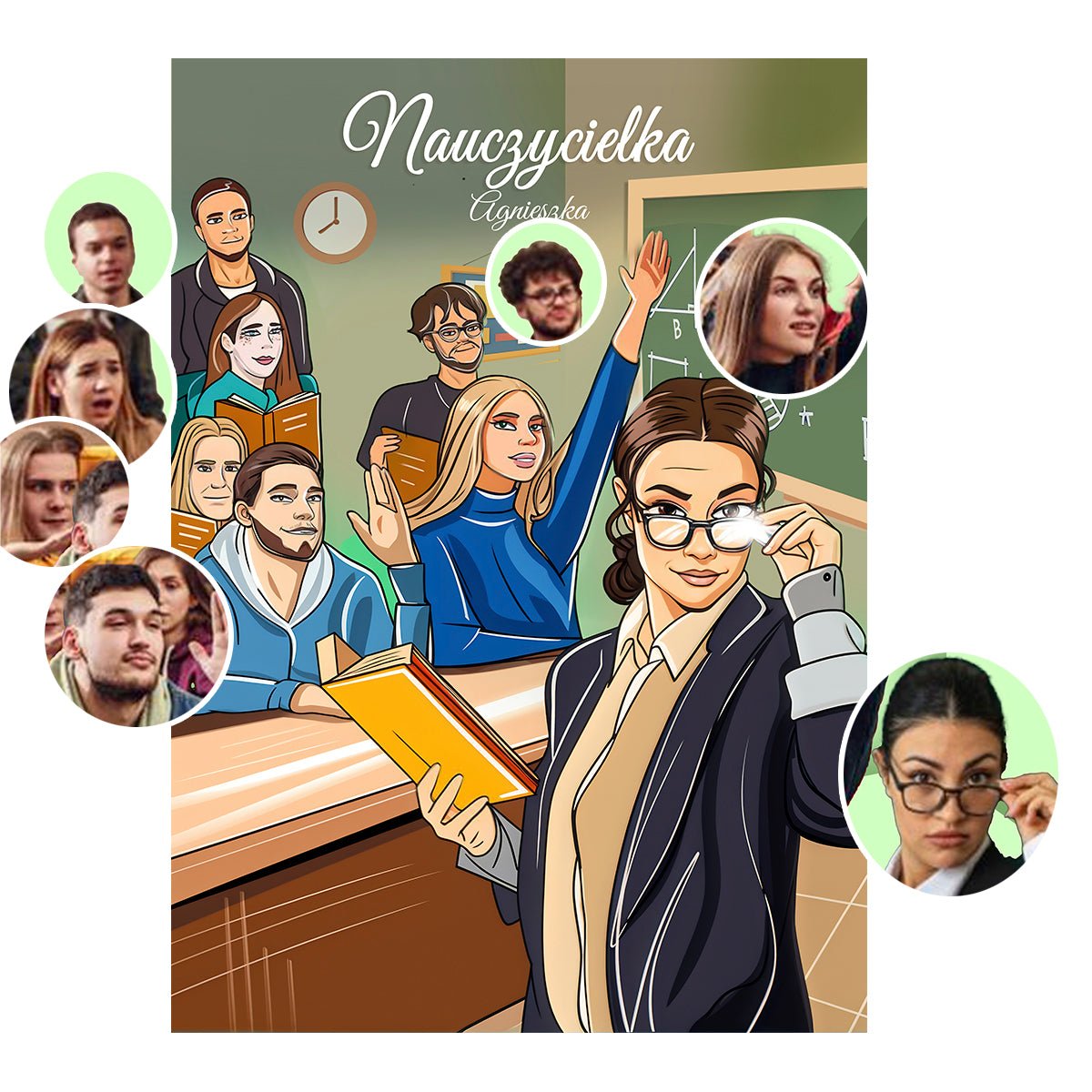 Ilustracja NAUCZYCIEL - plakat, spersonalizowany prezent dla nauczyciela - idamell.com