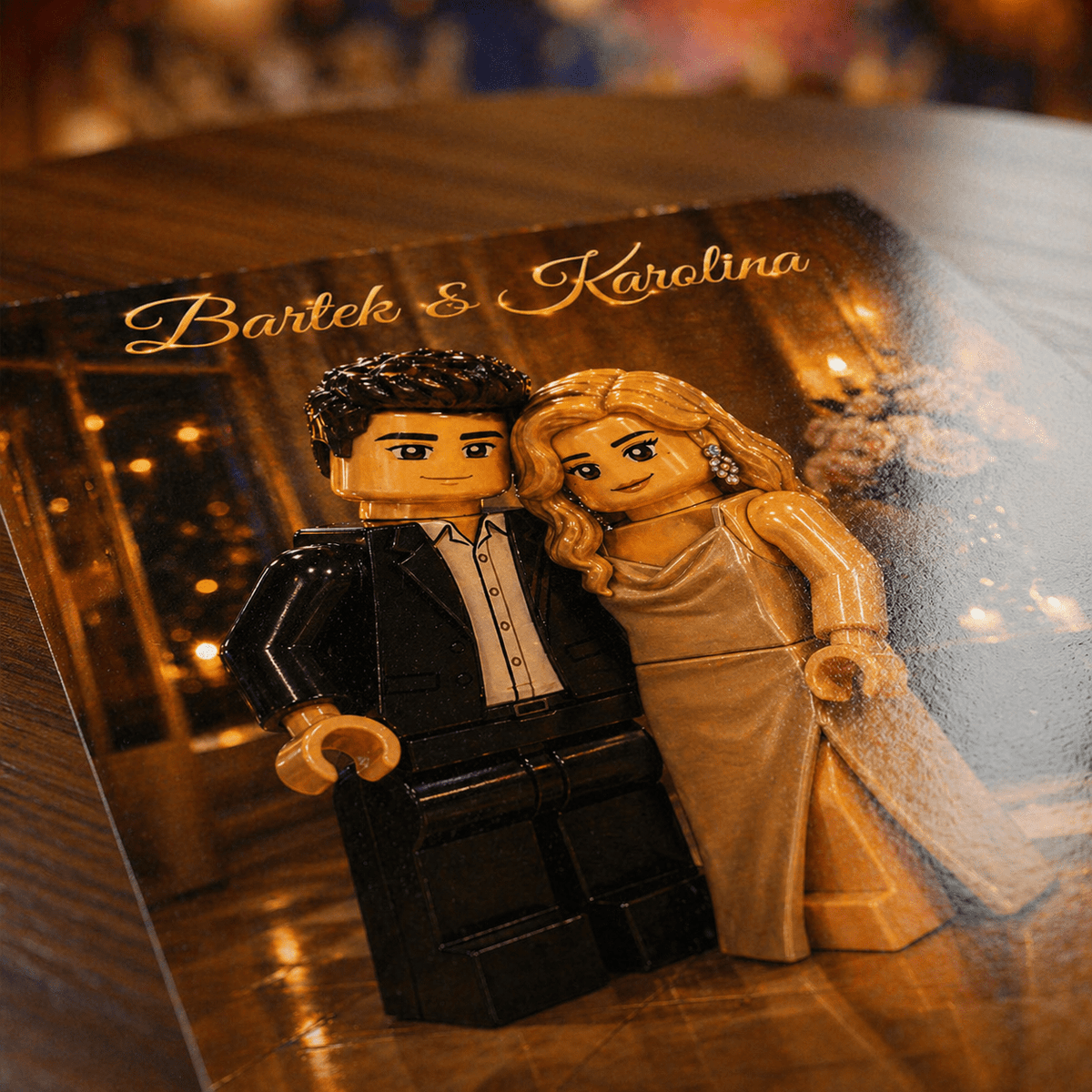 Ilustracja w stylu Lego - plakat, spersonalizowany prezent dla pary - idamell.com