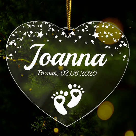 Imię + data - bombka choinkowa, spersonalizowany prezent dla siostry - idamell.com