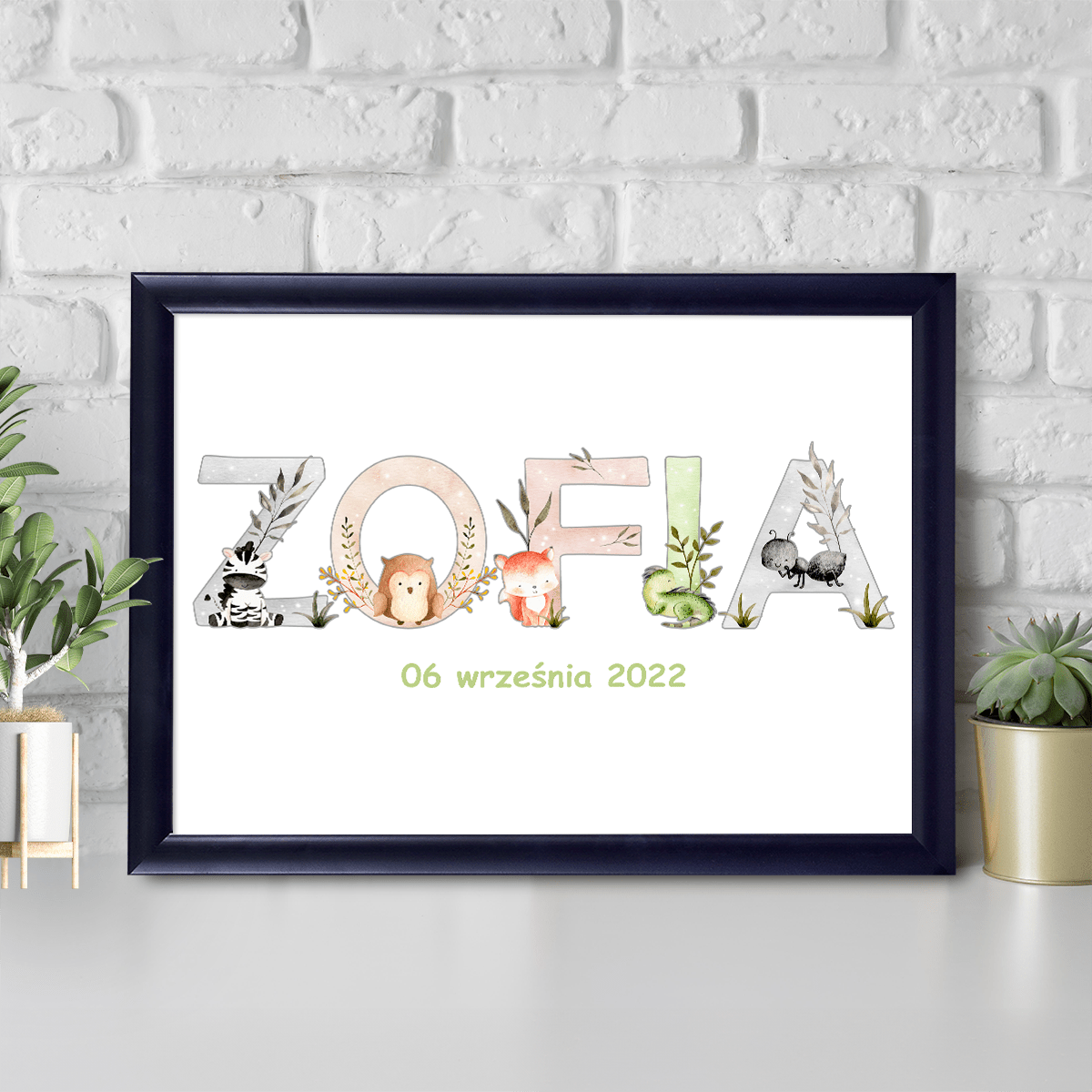 Imię dziecka - Druk na szkle, spersonalizowany prezent dla dziecka - idamell.com