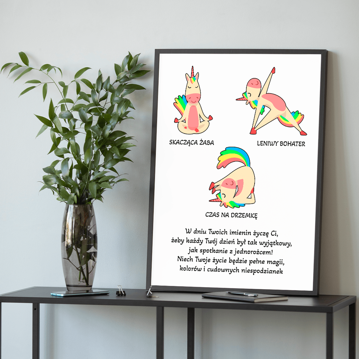 Imieninowe życzenia - plakat, spersonalizowany prezent dla niej - idamell.com