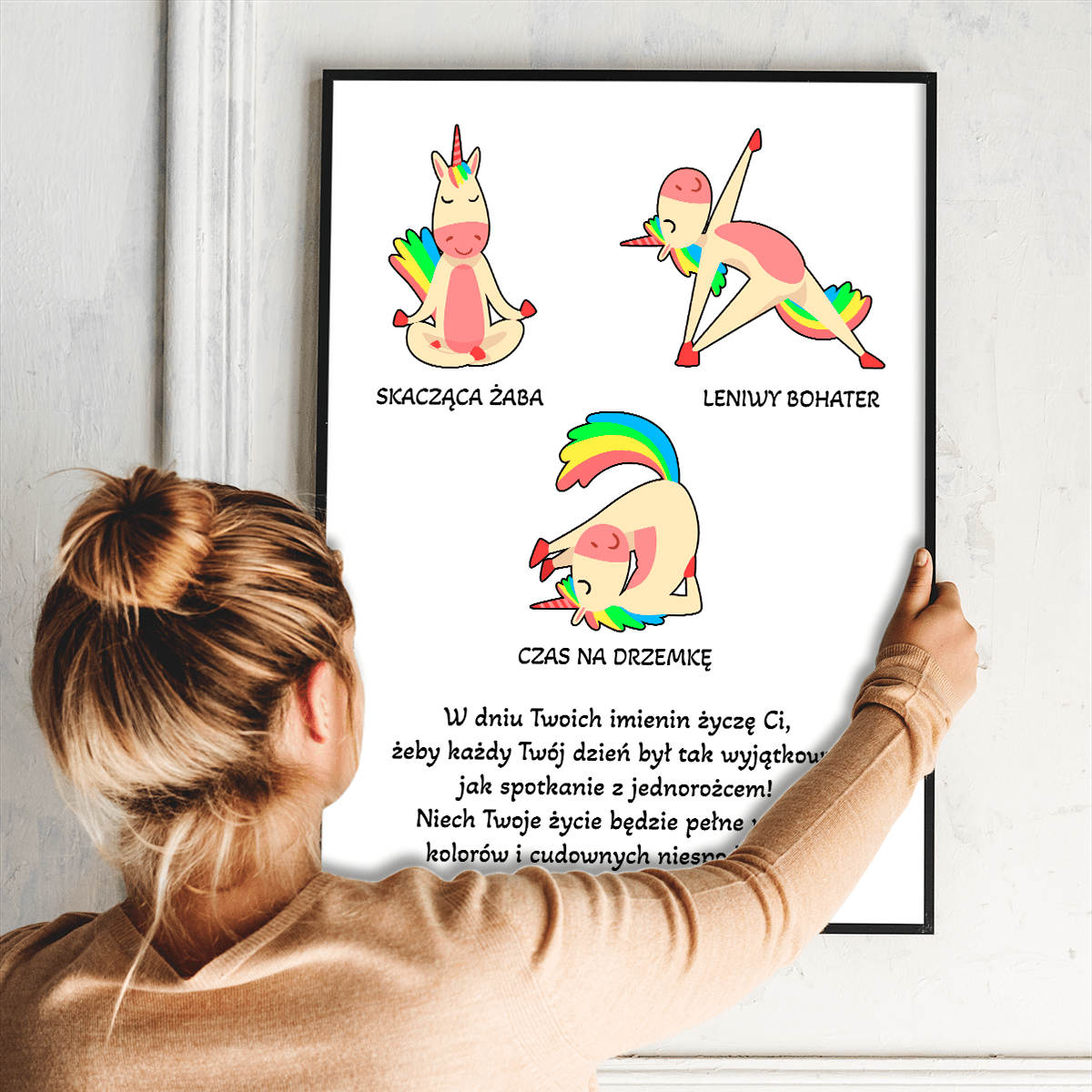 Imieninowe życzenia - plakat, spersonalizowany prezent dla niej - idamell.com