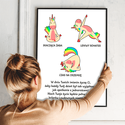 Imieninowe życzenia - plakat, spersonalizowany prezent dla niej - idamell.com