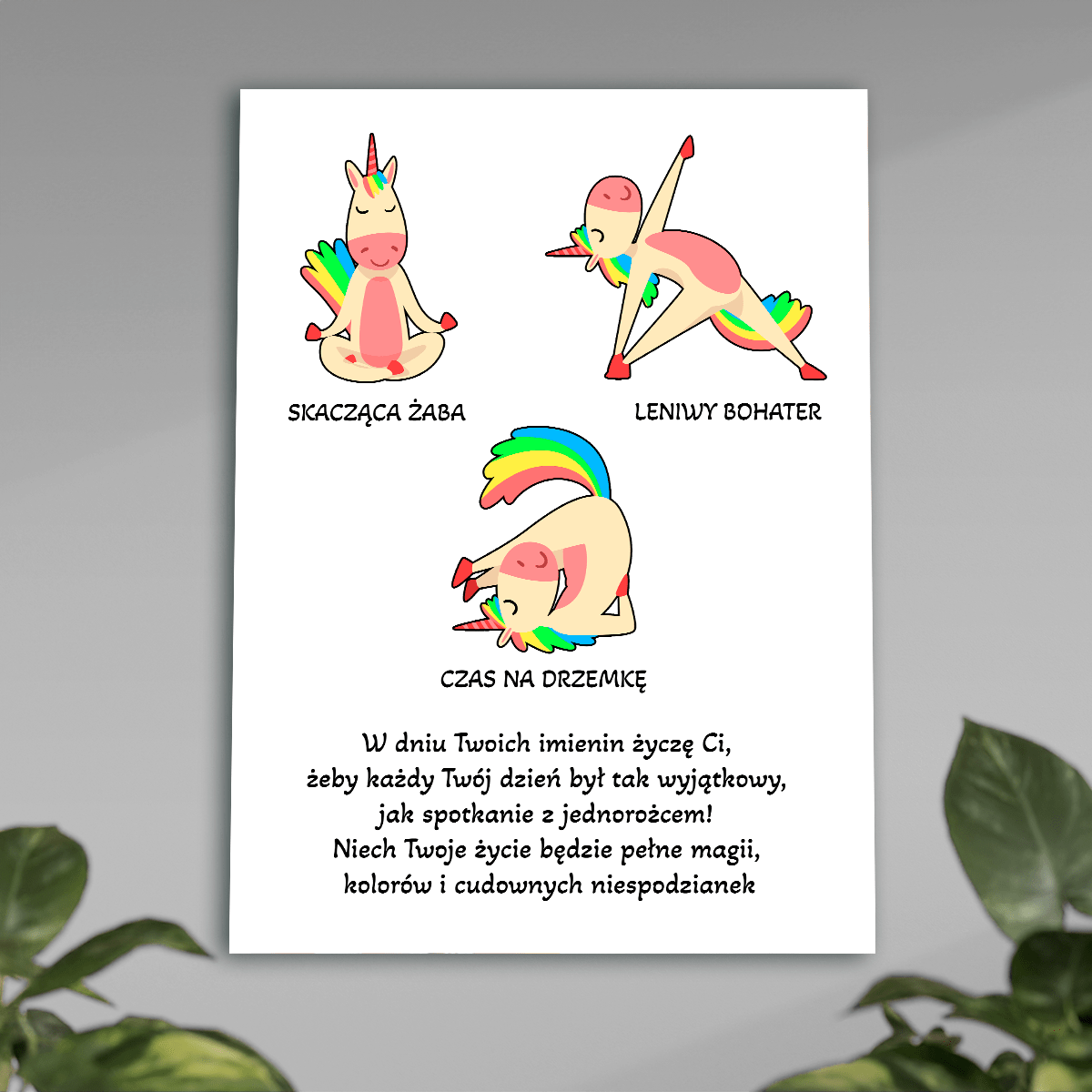 Imieninowe życzenia - plakat, spersonalizowany prezent dla niej - idamell.com