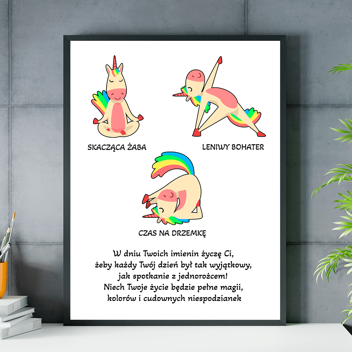 Imieninowe życzenia - plakat, spersonalizowany prezent dla niej - idamell.com