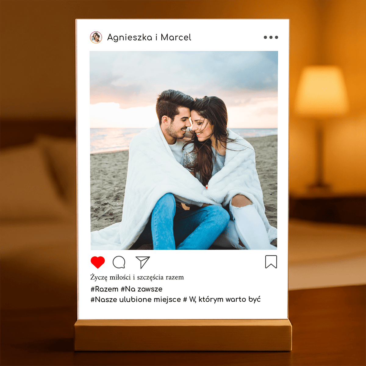 Instagram para - Druk na szkle, spersonalizowany prezent dla pary - idamell.com