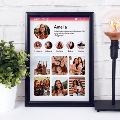 Instagram przyjaciółka - Druk na szkle, spersonalizowany prezent dla przyjaciółki - idamell.com