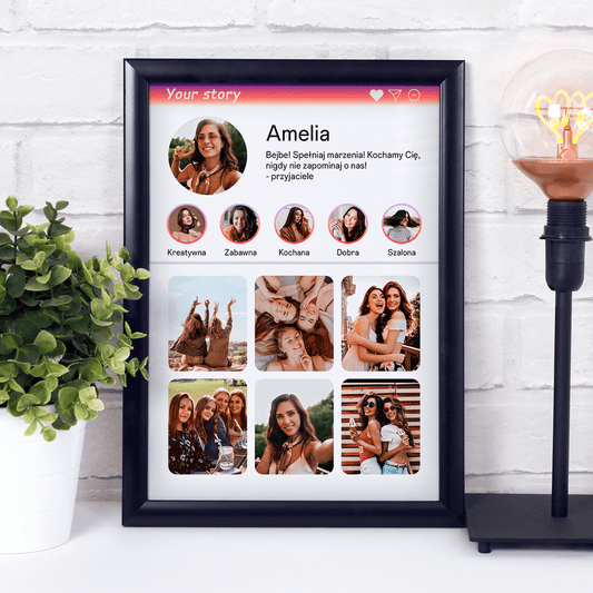 Instagram przyjaciółka - Druk na szkle, spersonalizowany prezent dla przyjaciółki - idamell.com