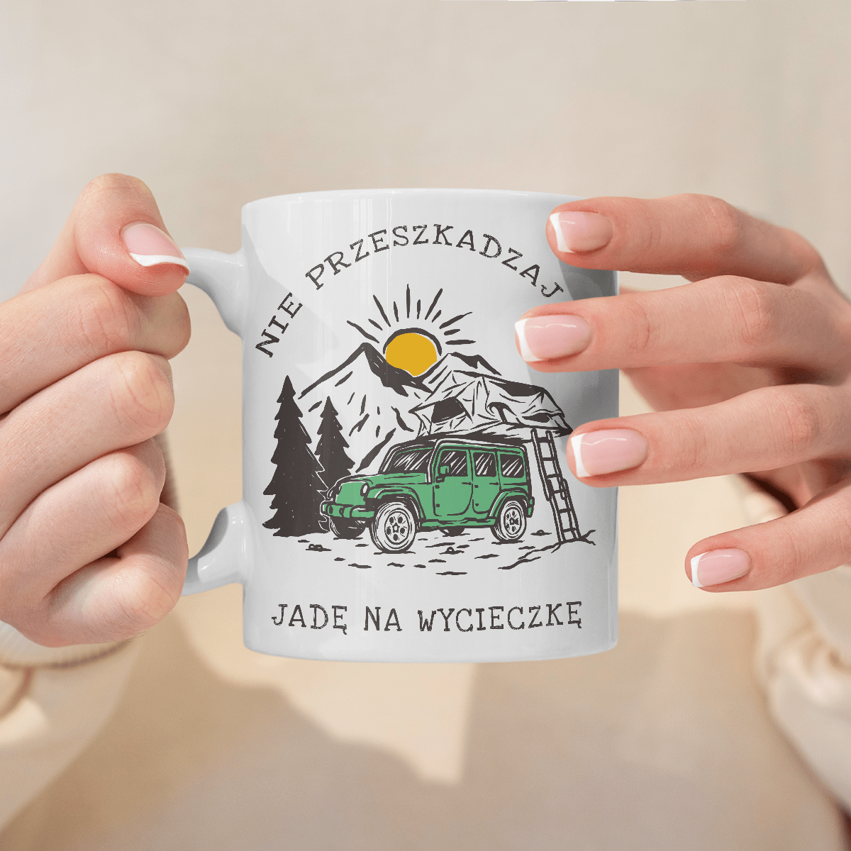 Jadę na wycieczkę - 1x Kubek z nadrukiem, spersonalizowany prezent dla podróżnika - idamell.com