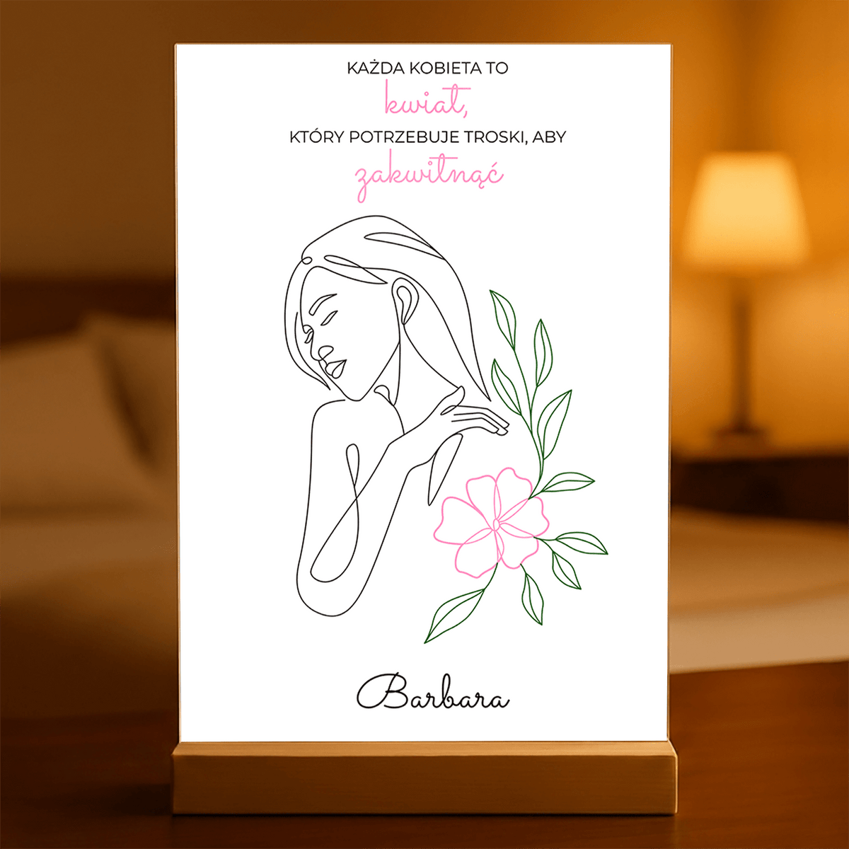 Jak kwiat - Druk na szkle, spersonalizowany prezent dla niej - idamell.com