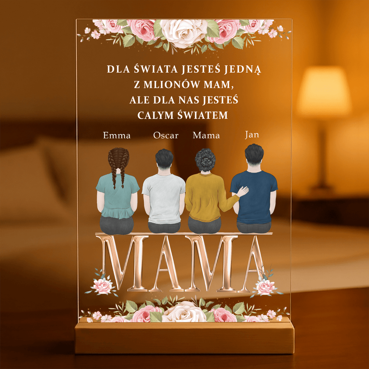 Jesteś dla nas całym światem - Druk na szkle, spersonalizowany prezent dla mamy - idamell.com