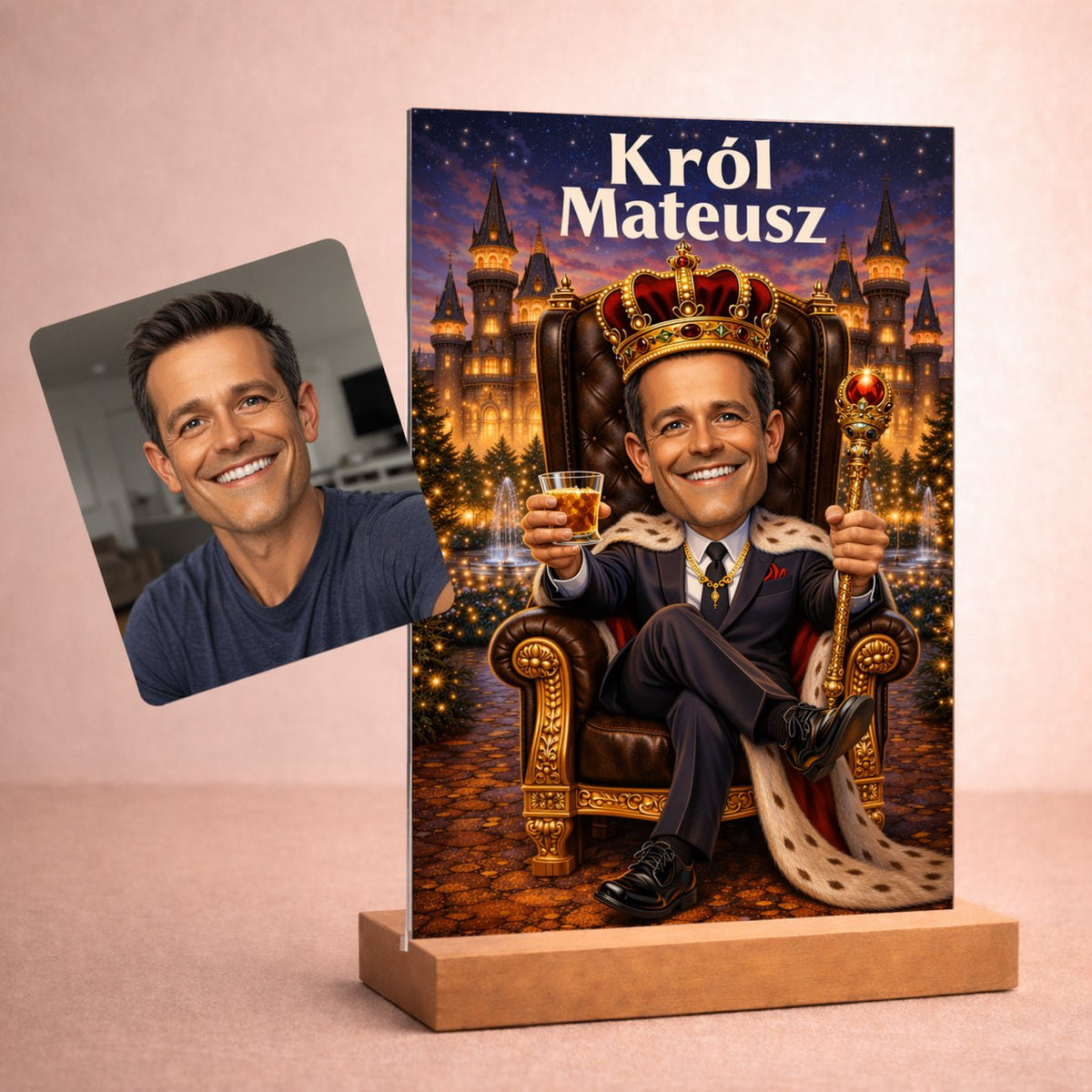 Jesteś królem! - Druk na szkle, spersonalizowany prezent dla niego - idamell.com