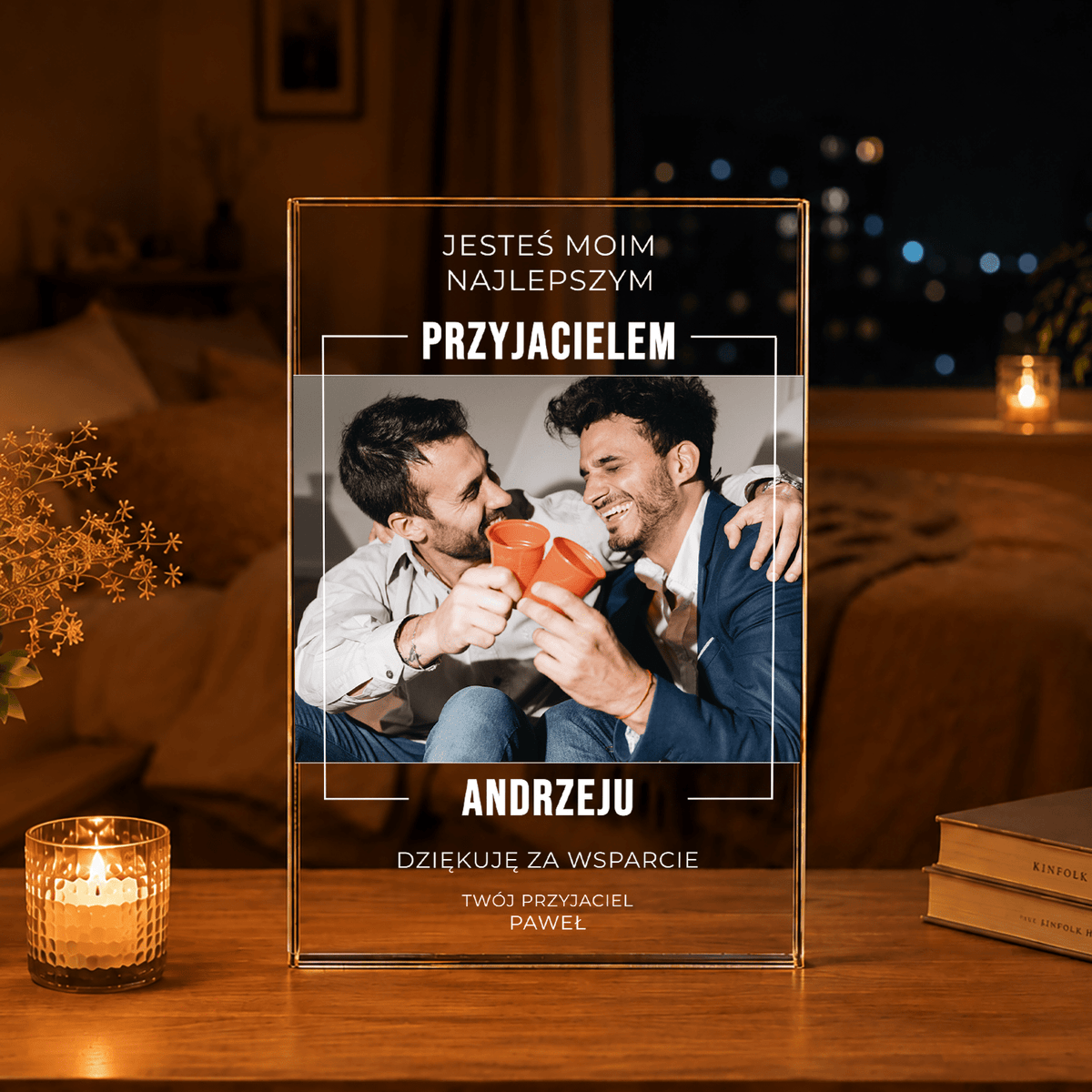 Jesteś moim przyjacielem - Druk na szkle, spersonalizowany prezent dla przyjaciela - idamell.com