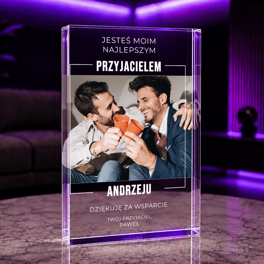 Jesteś moim przyjacielem - Druk na szkle, spersonalizowany prezent dla przyjaciela - idamell.com