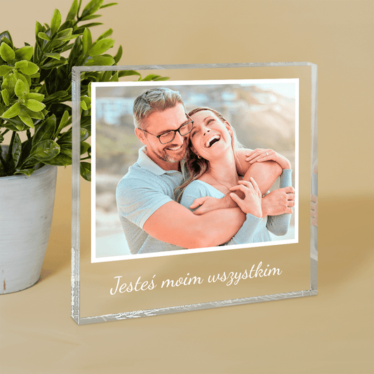 Jesteś moim wszystkim - Druk na kwadratowym szkle, spersonalizowany prezent dla niego - idamell.com