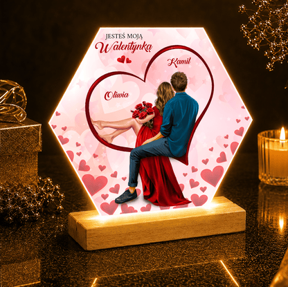 Jesteś moją walentynką Clipart - Druk na szkle, spersonalizowany prezent dla niej - idamell.com