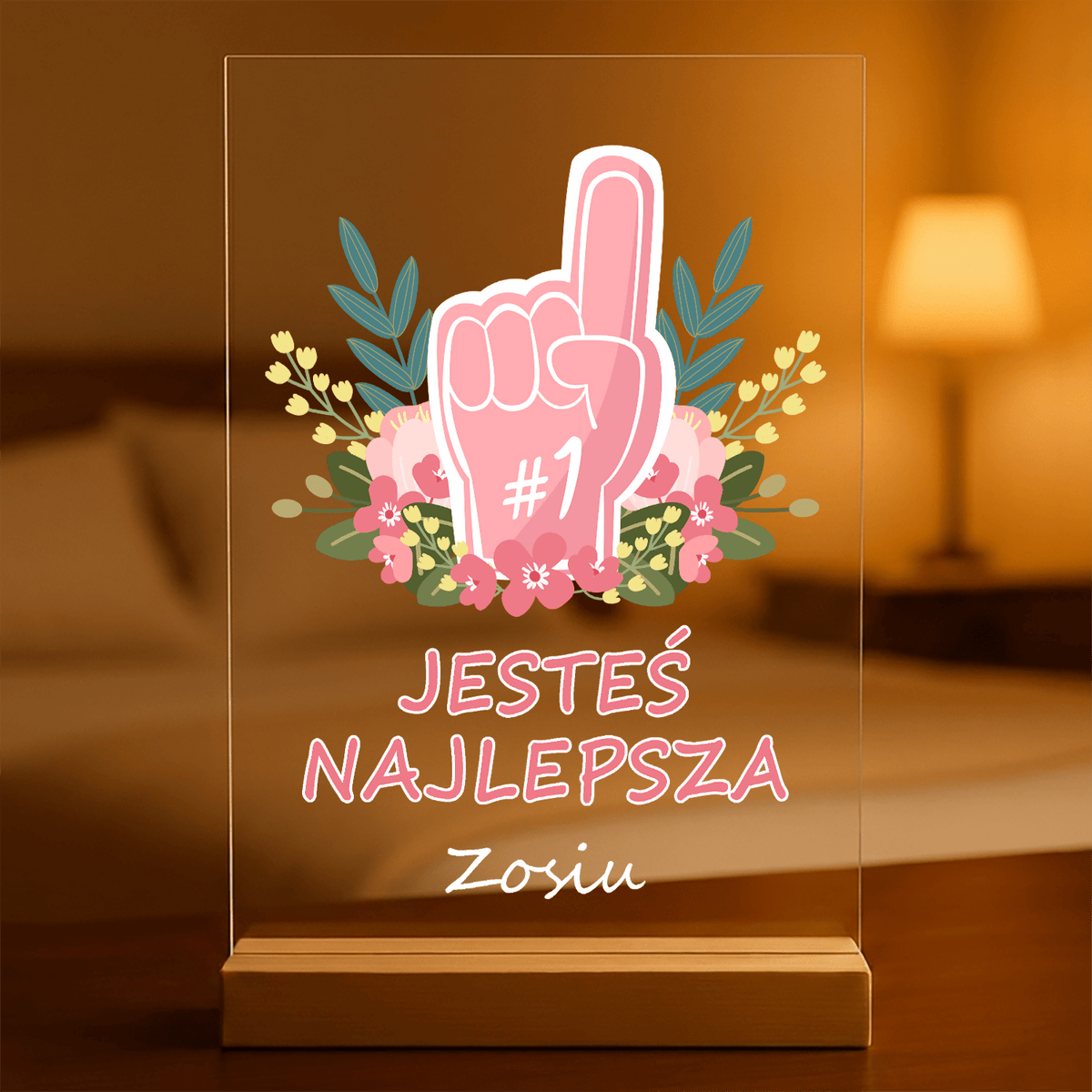 Jesteś najlepsza - Druk na szkle, spersonalizowany prezent dla niej - idamell.com