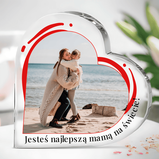 Jesteś najlepszą mamą! - Szklane serce, spersonalizowany prezent dla mamy - idamell.com