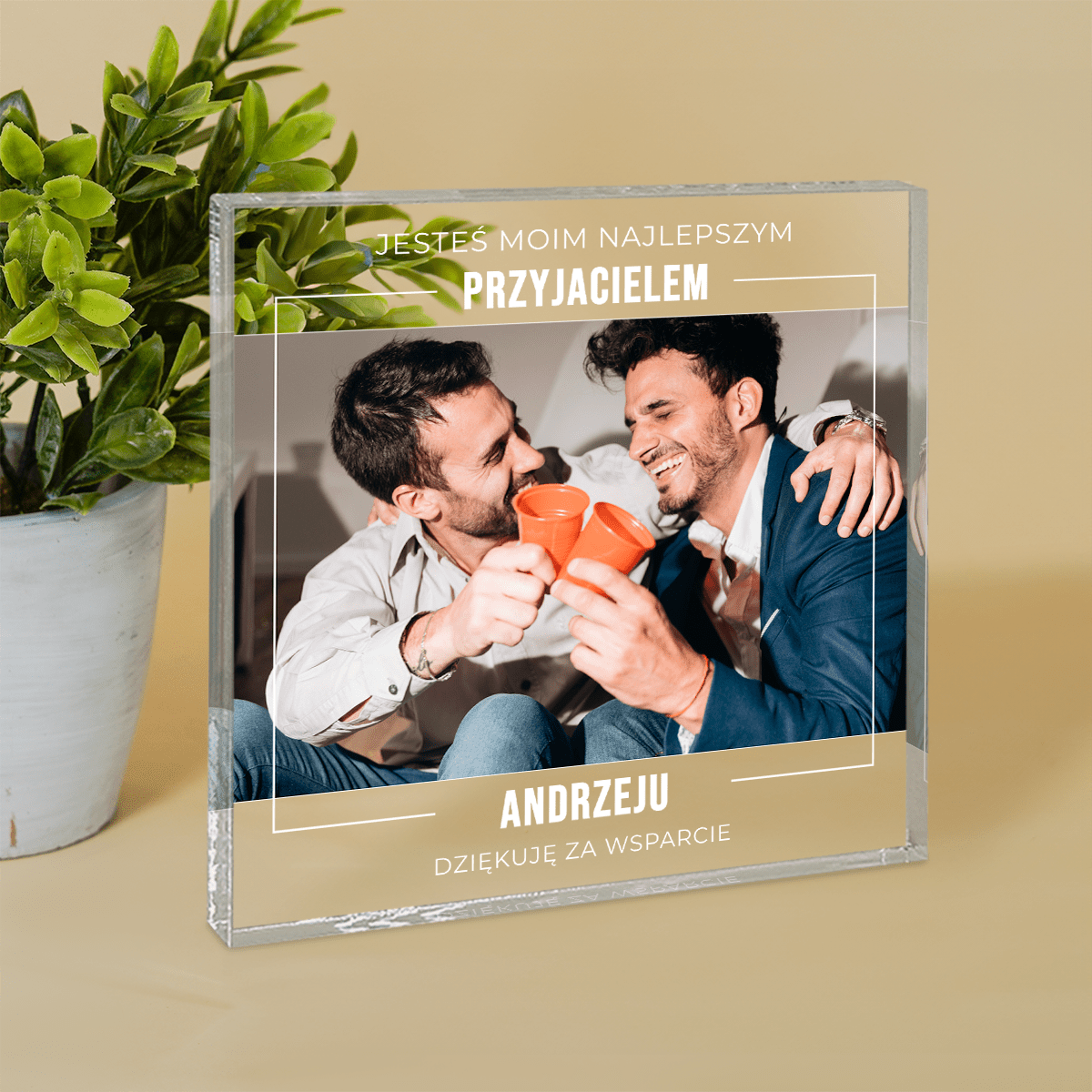 Jesteś najlepszym przyjacielem - Druk na kwadratowym szkle, spersonalizowany prezent dla przyjaciela - idamell.com
