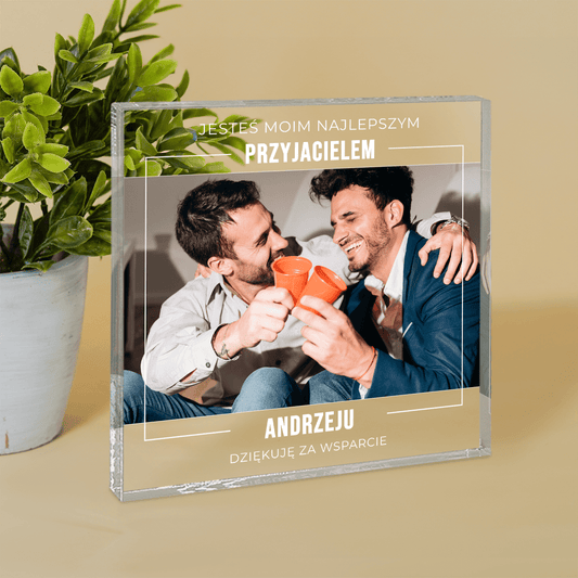 Jesteś najlepszym przyjacielem - Druk na kwadratowym szkle, spersonalizowany prezent dla przyjaciela - idamell.com