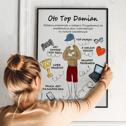 Jesteś TOP - plakat, spersonalizowany prezent dla niego - idamell.com