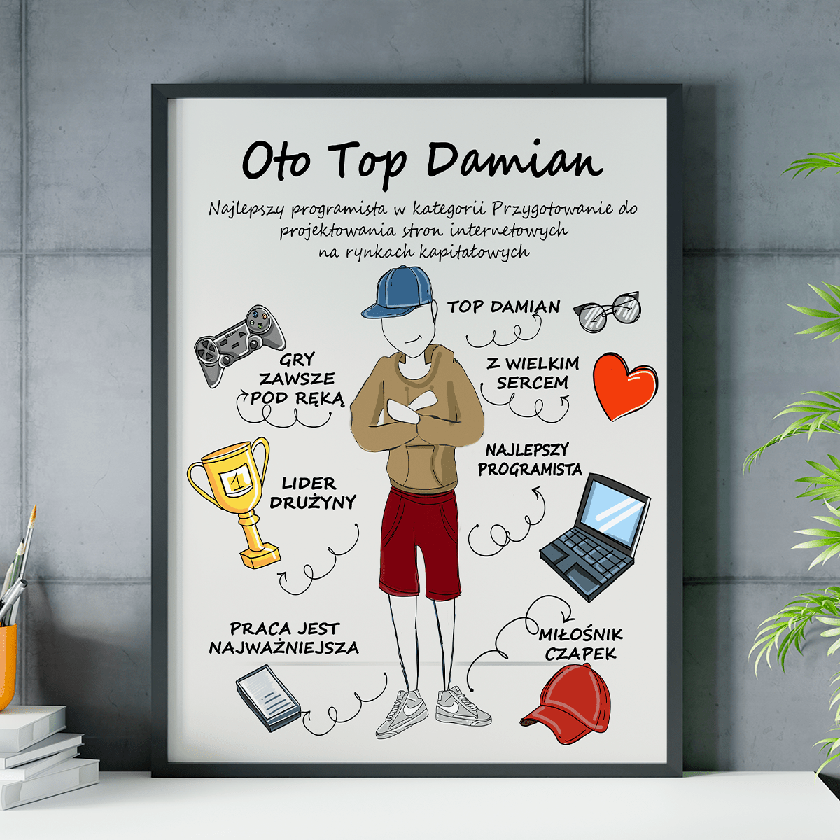 Jesteś TOP - plakat, spersonalizowany prezent dla niego - idamell.com