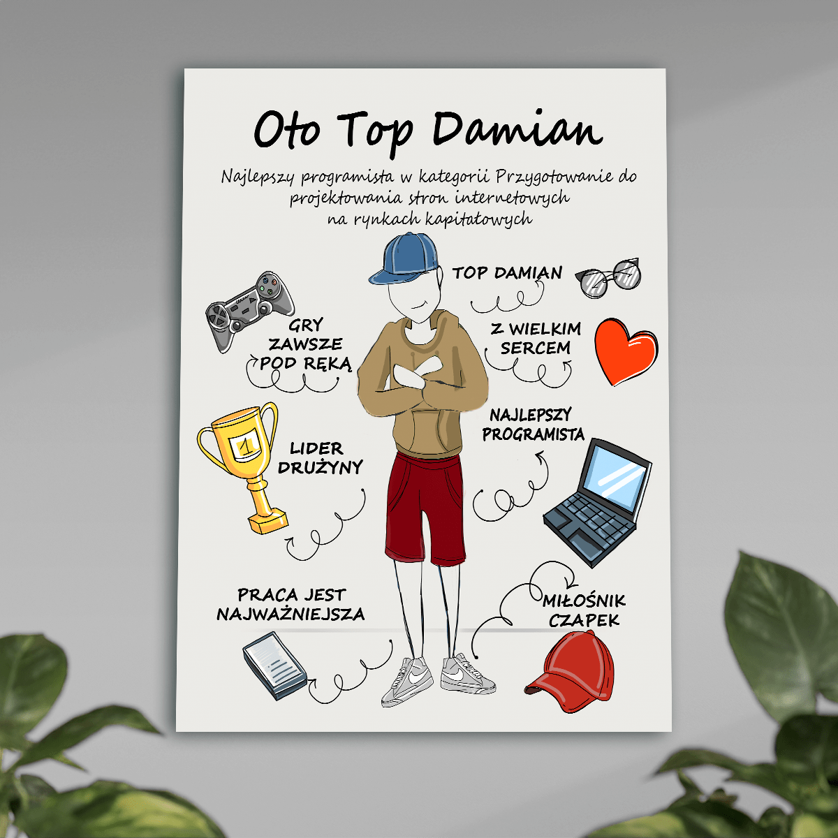 Jesteś TOP - plakat, spersonalizowany prezent dla niego - idamell.com