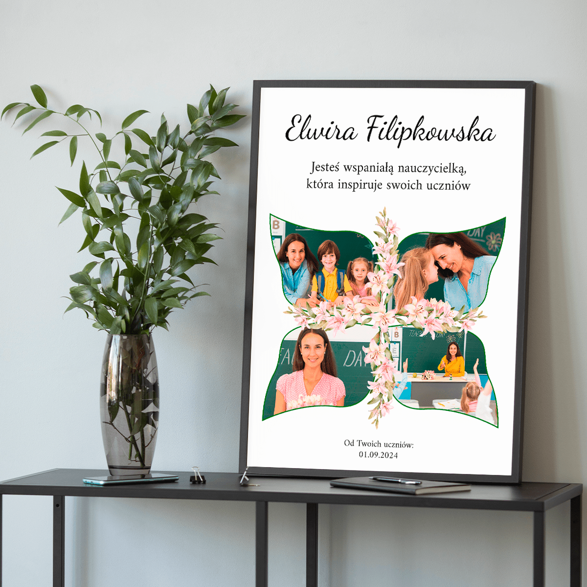 Jesteś wspaniałą nauczycielką - plakat, spersonalizowany prezent dla nauczyciela - idamell.com