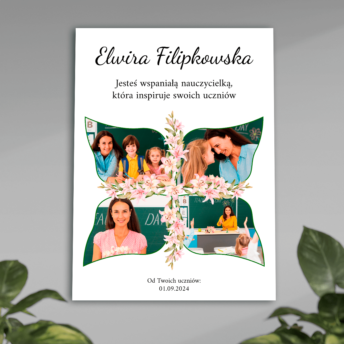 Jesteś wspaniałą nauczycielką - plakat, spersonalizowany prezent dla nauczyciela - idamell.com