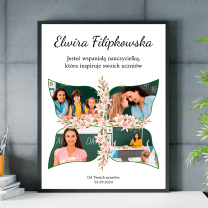 Jesteś wspaniałą nauczycielką - plakat, spersonalizowany prezent dla nauczyciela - idamell.com