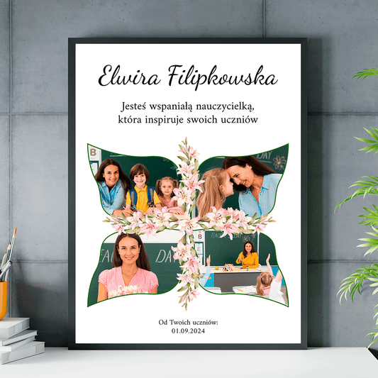 Jesteś wspaniałą nauczycielką - plakat, spersonalizowany prezent dla nauczyciela - idamell.com