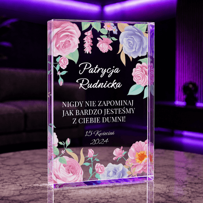 Jesteśmy z Ciebie dumni! - Druk na szkle, spersonalizowany prezent dla niej - idamell.com