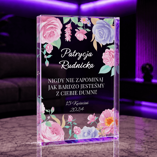 Jesteśmy z Ciebie dumni! - Druk na szkle, spersonalizowany prezent dla niej - idamell.com