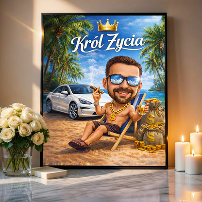 Karykatura mężczyzny - plakat, spersonalizowany prezent dla mężczyzny - idamell.com