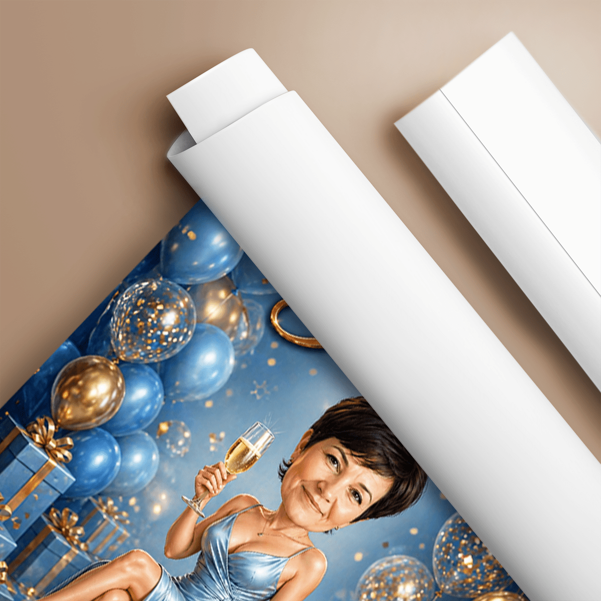 Karykatura na 50. urodziny - plakat, spersonalizowany prezent dla kobiety - idamell.com