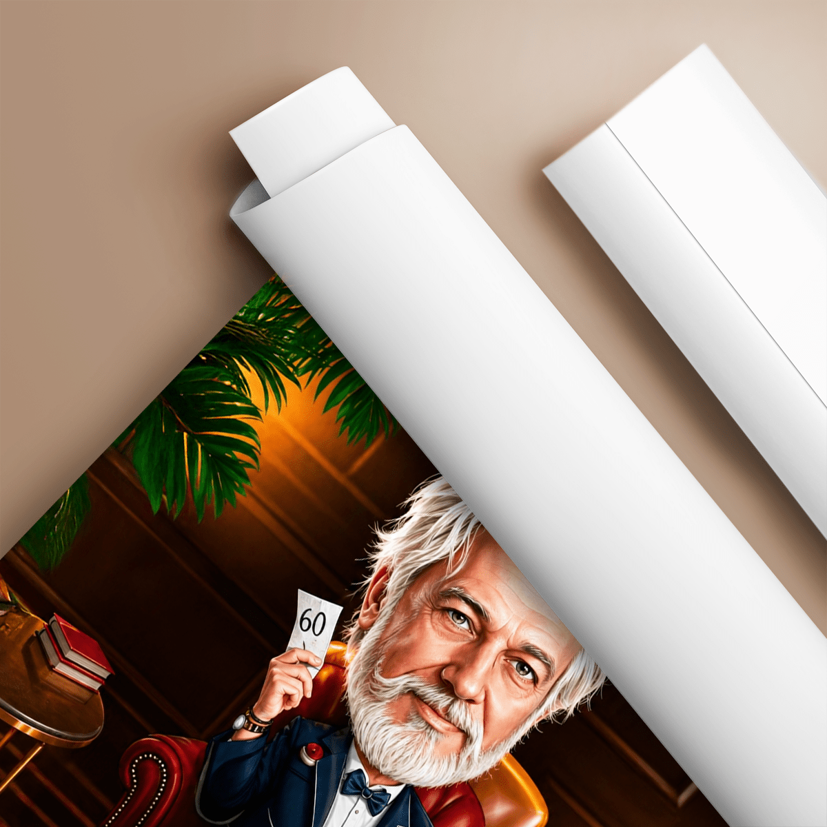 Karykatura na 60. urodziny - plakat, spersonalizowany prezent dla niego - idamell.com