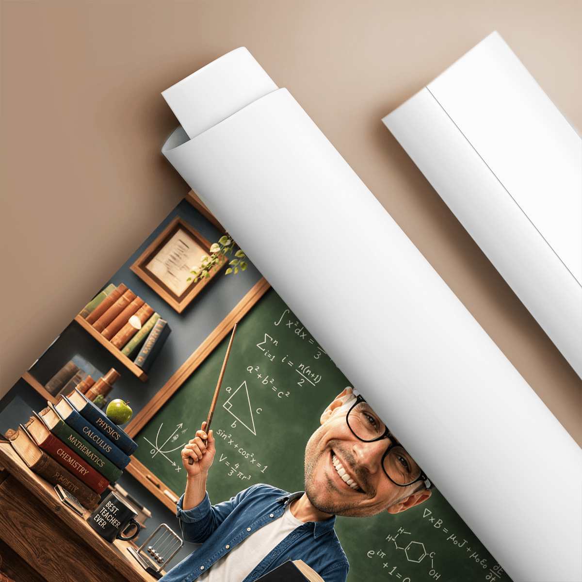 Karykatura nauczyciela - plakat, spersonalizowany prezent dla nauczyciela - idamell.com