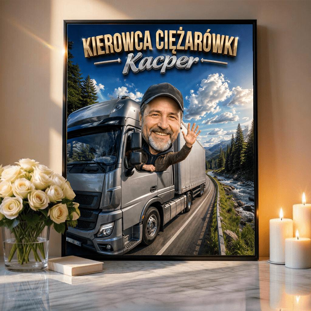 Kierowca ciężarówki - plakat, spersonalizowany prezent dla mężczyzny - idamell.com