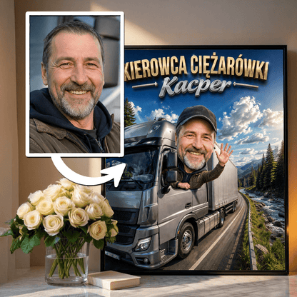 Kierowca ciężarówki - plakat, spersonalizowany prezent dla mężczyzny - idamell.com