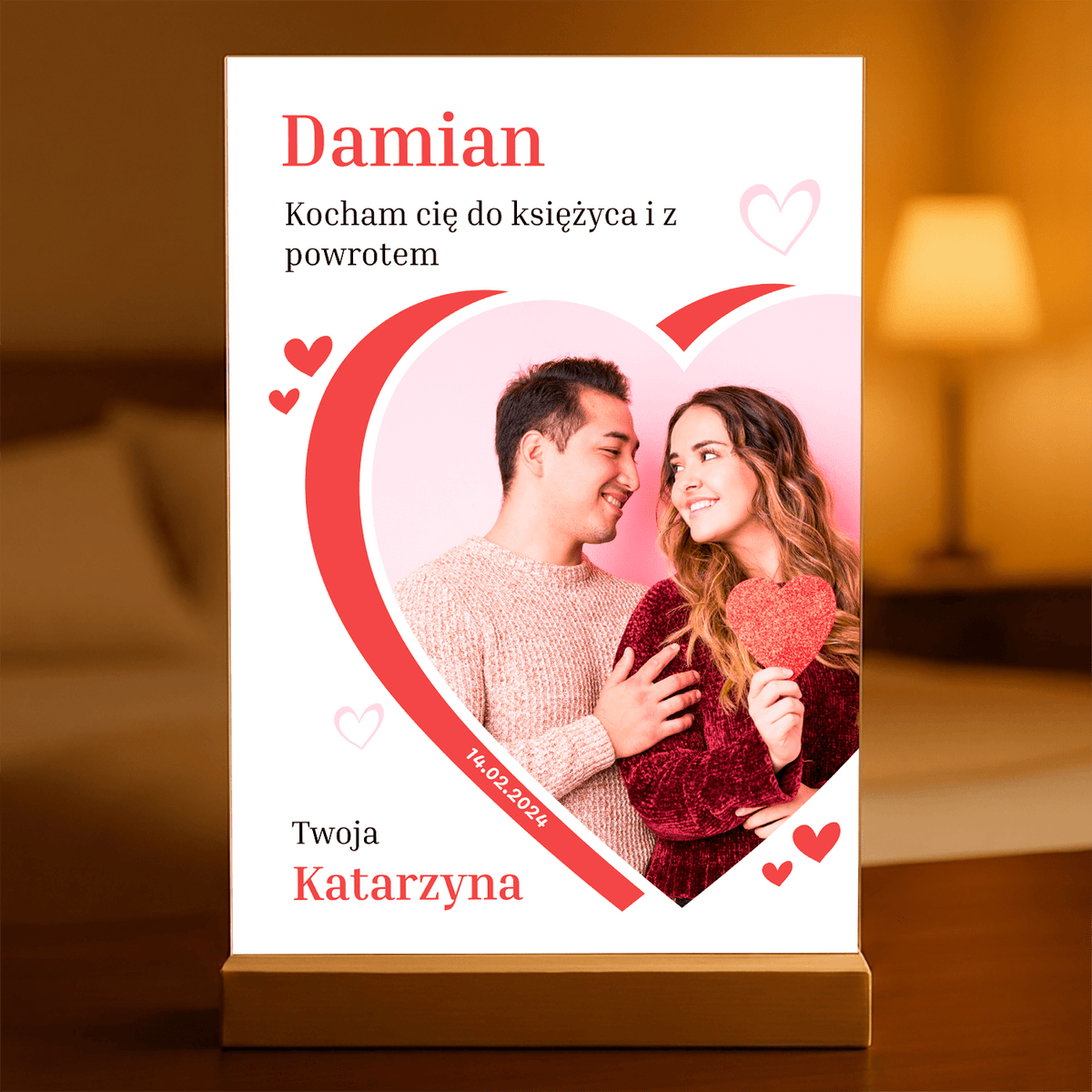 Kocham Cię do księżyca - Druk na szkle, spersonalizowany prezent dla niego - idamell.com