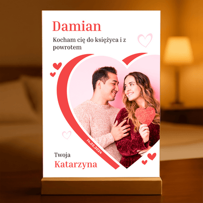 Kocham Cię do księżyca - Druk na szkle, spersonalizowany prezent dla niego - idamell.com