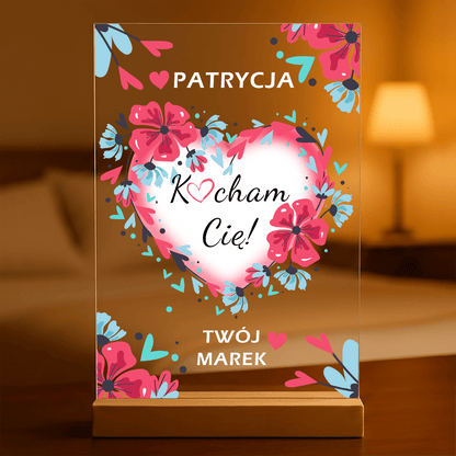Kocham Cię - Druk na szkle, spersonalizowany prezent - idamell.com