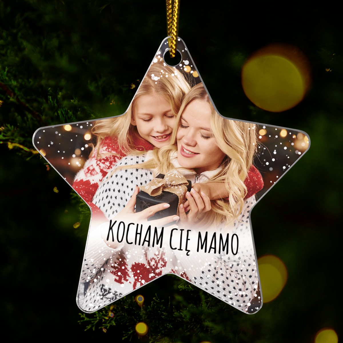 Kocham Cię, Mamo - bombka choinkowa, spersonalizowany prezent dla mamy - idamell.com