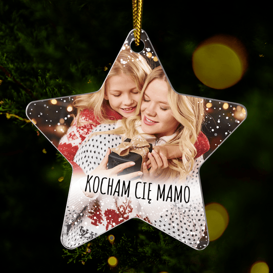 Kocham Cię, Mamo - bombka choinkowa, spersonalizowany prezent dla mamy - idamell.com