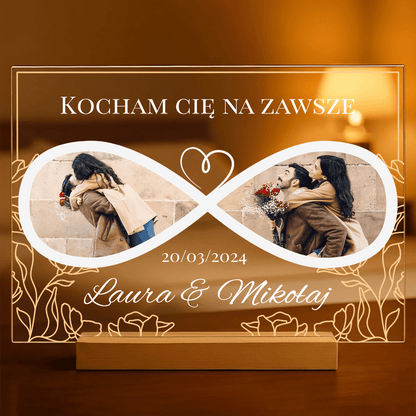 Kocham Cię na zawsze - Druk na szkle, spersonalizowany prezent dla pary - idamell.com