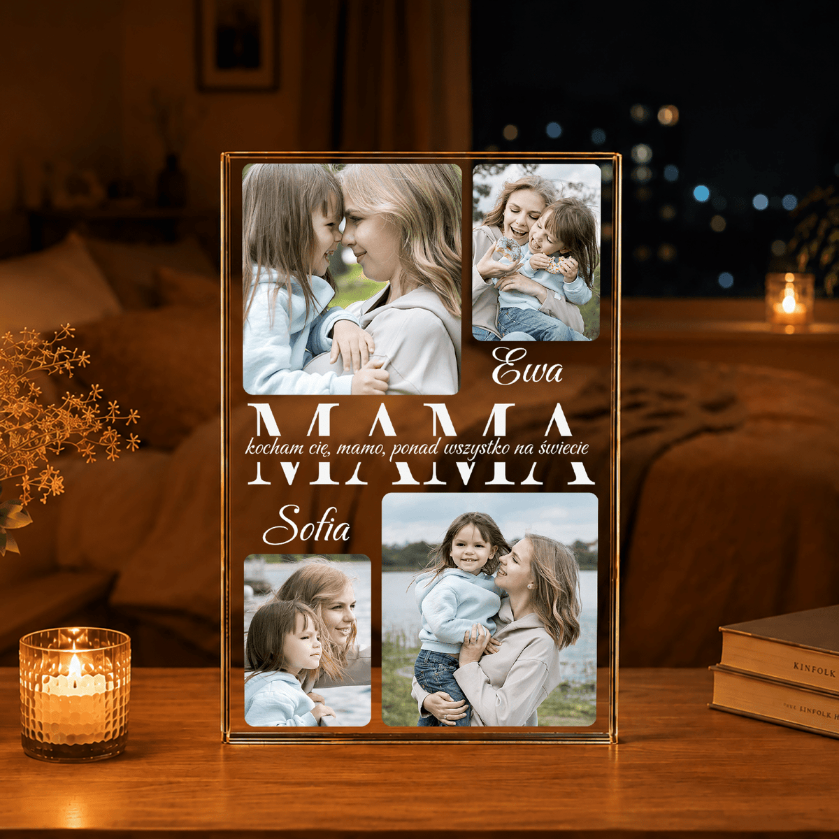 Kocham Cię ponad wszystko, mamo - Druk na szkle, spersonalizowany prezent dla mamy - idamell.com