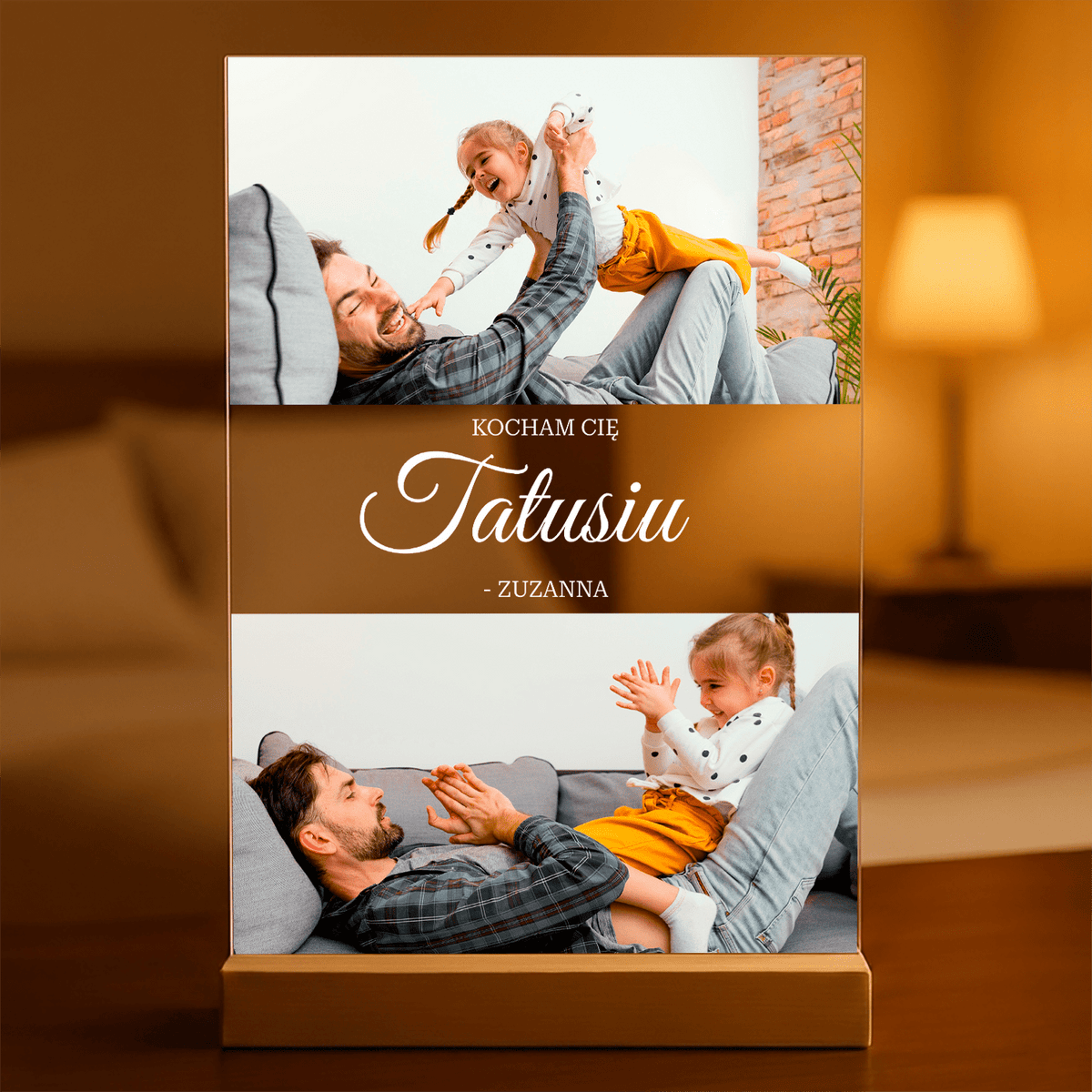 Kocham Cię tatusiu - Druk na szkle, spersonalizowany prezent dla taty - idamell.com