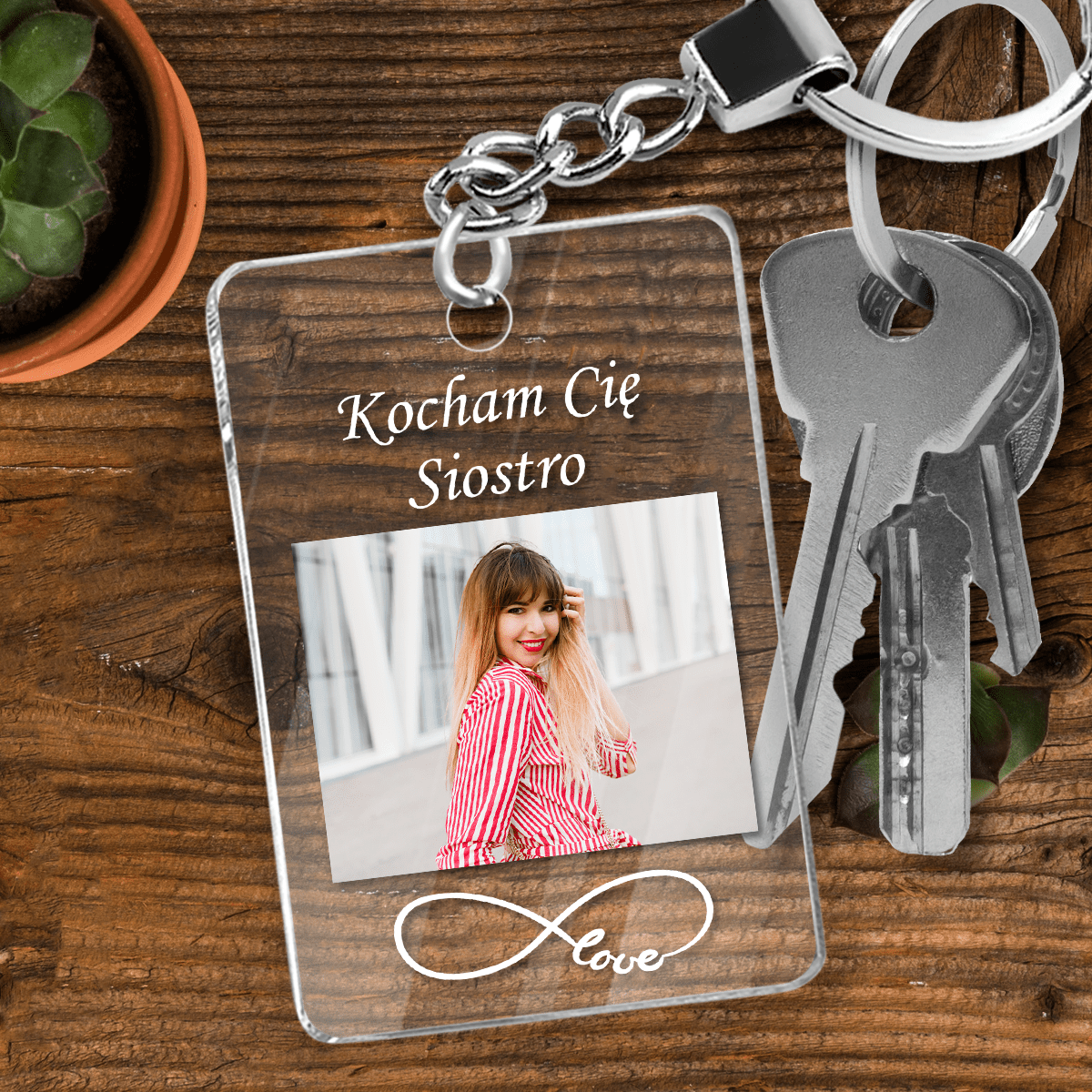 Kochana siostra - brelok do kluczy, spersonalizowany prezent dla siostry - idamell.com