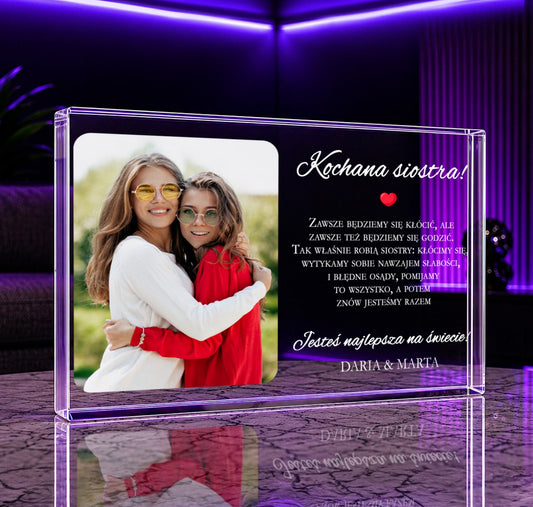 Kochana siostra - Druk na szkle, spersonalizowany prezent dla siostry - idamell.com