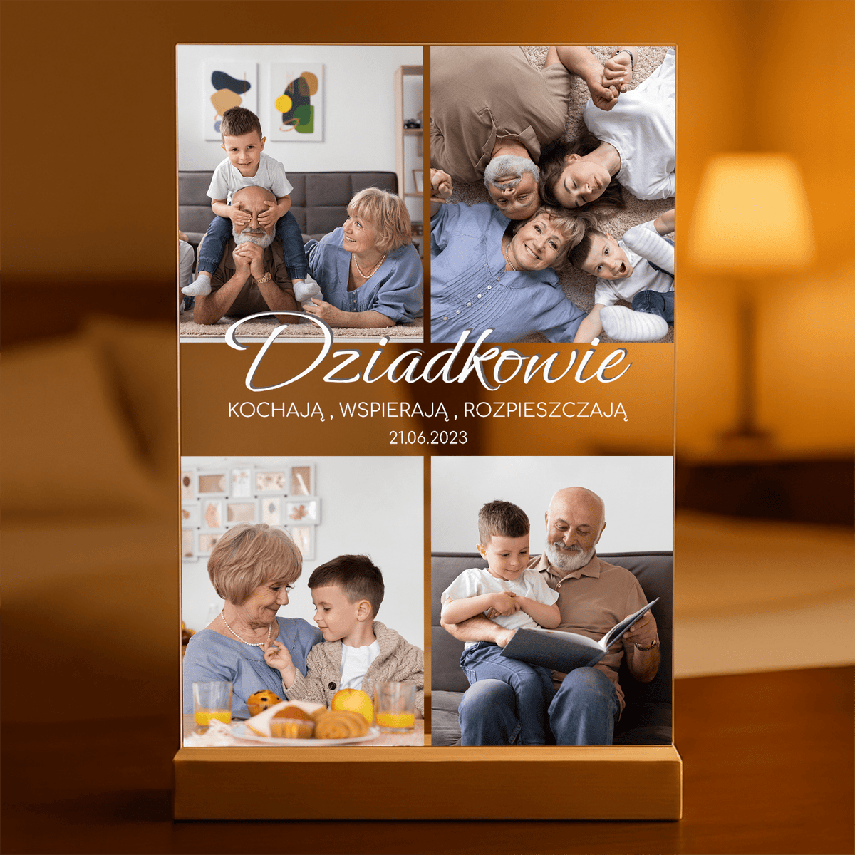 Kochani dziadkowie - Druk na szkle, spersonalizowany prezent dla dziadków - idamell.com